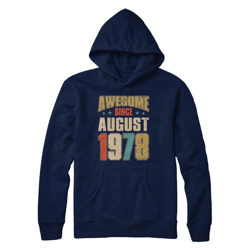 Vintage Retro Awesome Since August 1978 43th Birthday-T-Shirt & Hoodie-Pullover Hoodie-Navy