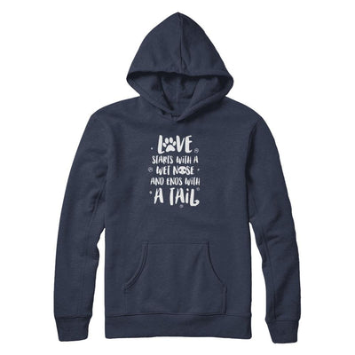 Love Starts With A Wet Nose Dog Puppy Love-T-Shirt & Tank Top-Pullover Hoodie-Navy