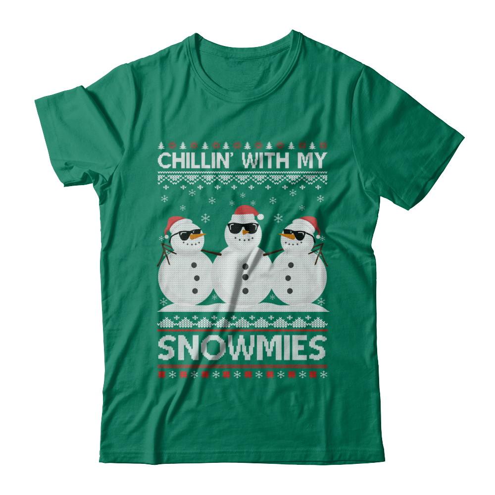 Chillin With My Snowmies Ugly Christmas Sweater-T-Shirt & Sweatshirt-Classic T-Shirt-Kelly Green
