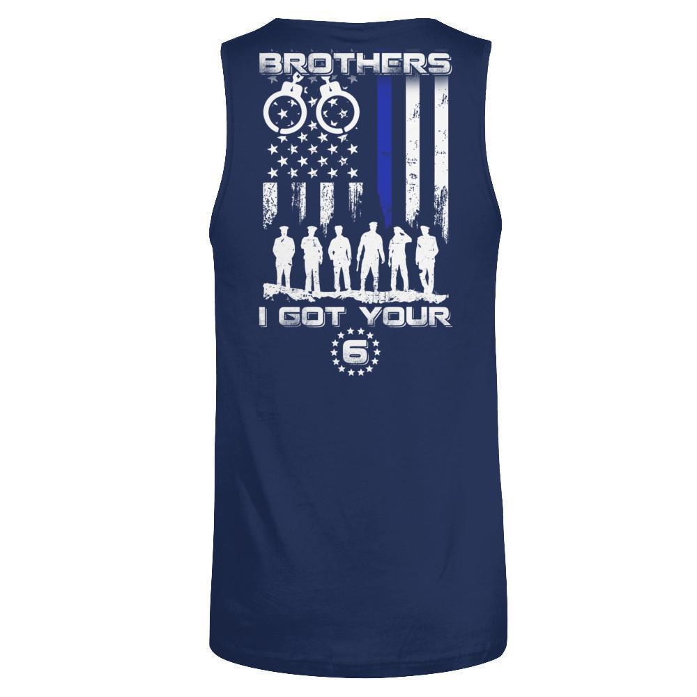Brothers I Got Your Six Police Thin Blue Line-T-Shirt & Hoodie-Unisex Tank-Navy
