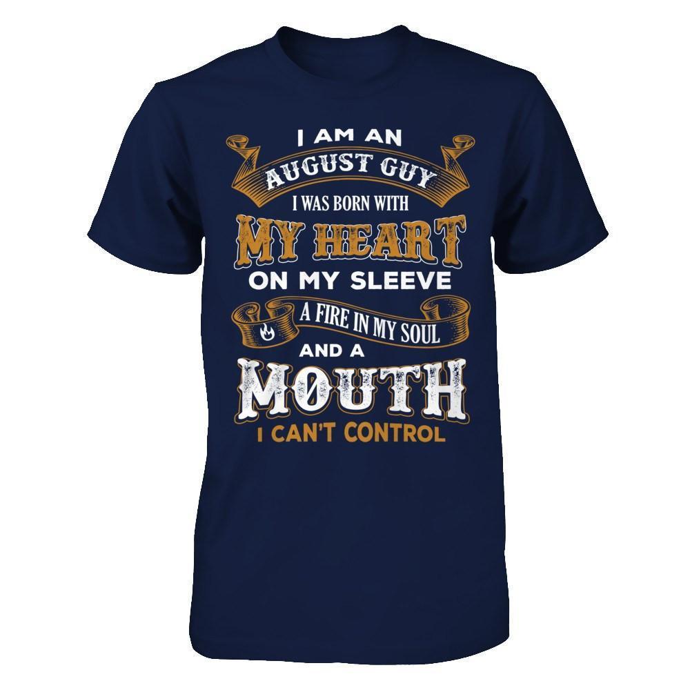 I'm An August Guy I Was Born With My Heart Birthday-T-Shirt & Hoodie-Classic T-Shirt-Navy