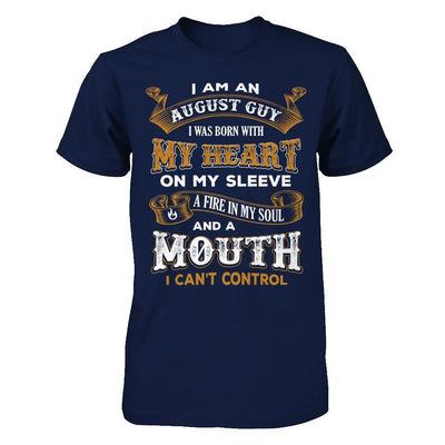 I'm An August Guy I Was Born With My Heart Birthday-T-Shirt & Hoodie-Classic T-Shirt-Navy