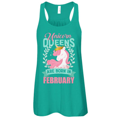Unicorn Queens Are Born In February Birthday Gift-T-Shirt & Tank Top-Women's Flowy Racerback Tank-Kelly