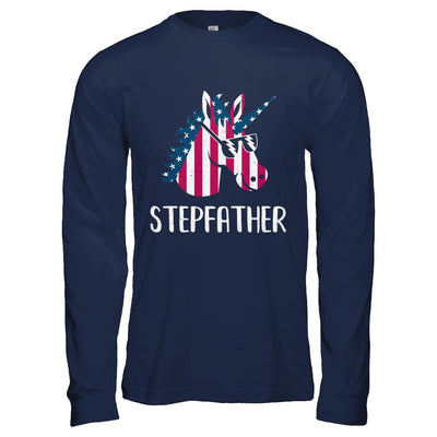 Patriotic Stepfather Unicorn Americorn 4Th Of July-T-Shirt & Hoodie-Long Sleeve T-Shirt-Navy