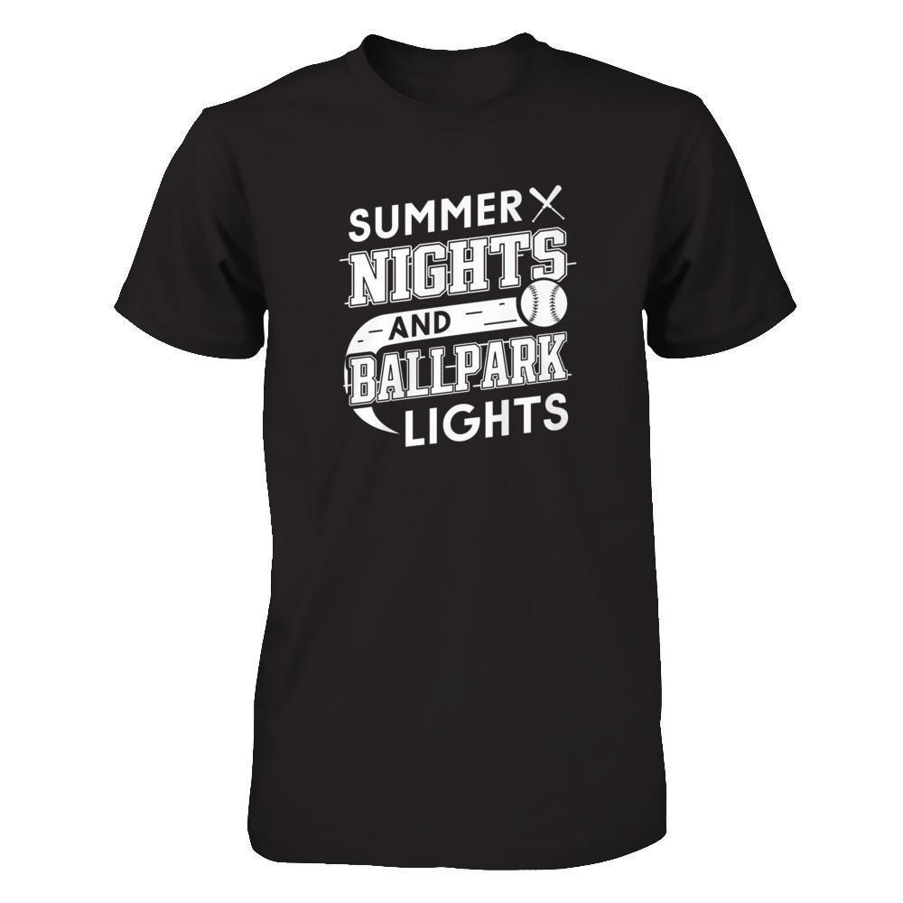 Summer Nights Ballpark Lights Baseballs-T-Shirt & Hoodie-Premium T-Shirt-Black