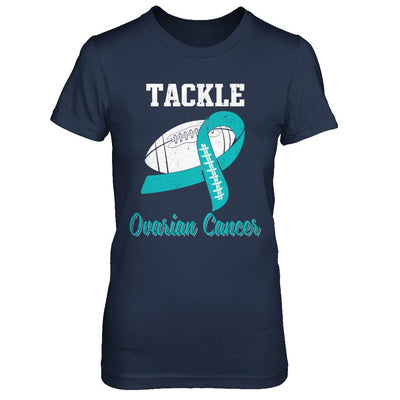 Football Survivor Tackle Teal Ovarian Cancer Awareness-T-Shirt & Hoodie-Women's T-Shirt-Navy