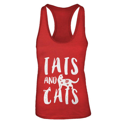 Funny Cat Tats Cat Tattoos Lover-T-Shirt & Tank Top-Women's Ideal Racerback Tank-Red
