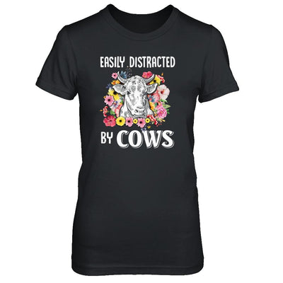 Easily Distracted By Cows-T-Shirt & Tank Top-Women's T-Shirt-Black