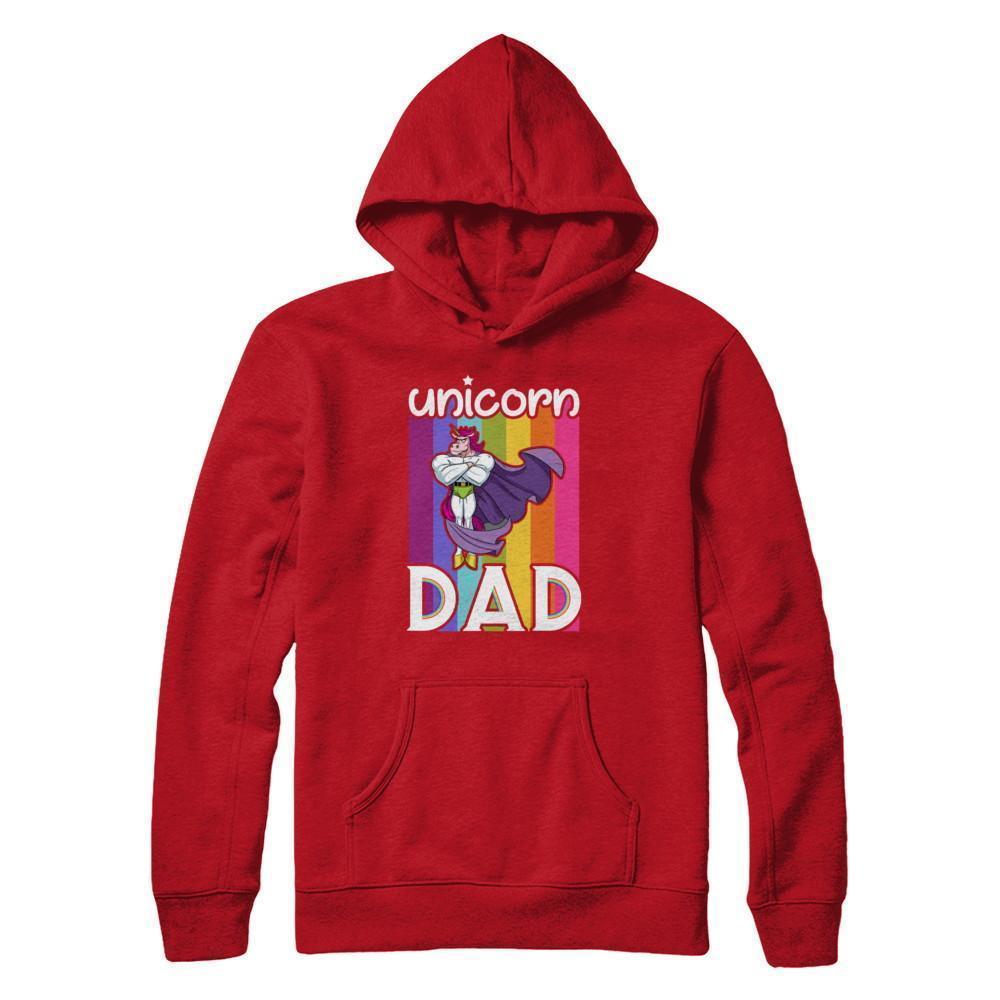 Funny Unicorn Dad-T-Shirt & Hoodie-Pullover Hoodie-Red