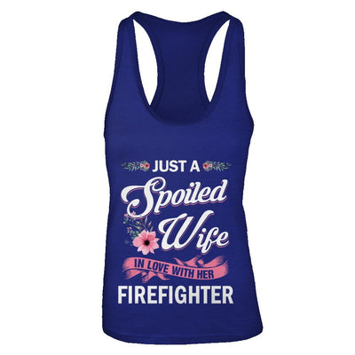Just A Spoiled Wife In Love With Her Firefighter Wife Gift-T-Shirt & Tank Top-Women's Ideal Racerback Tank-Royal