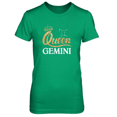 Queen Gemini Zodiac May June Birthday Gift-T-Shirt & Tank Top-Women's T-Shirt-Irish Green