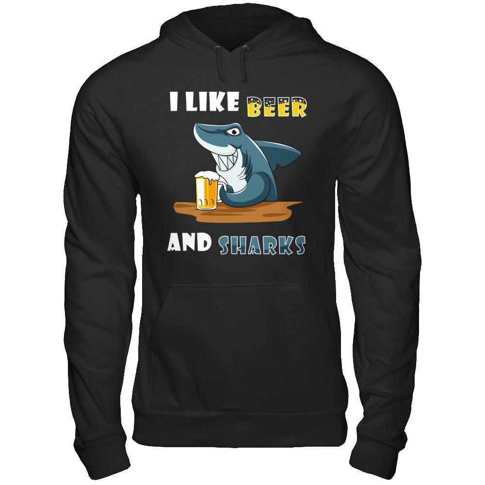 I Like Beer And Sharks-T-Shirt & Hoodie-Pullover Hoodie-Black
