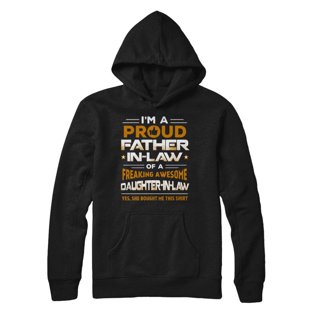Proud Father-In-Law Freaking Awesome Daughter-In-Law-T-Shirt & Hoodie-Pullover Hoodie-Black