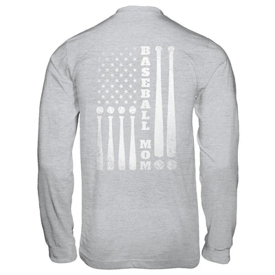 American Flag Vintage Baseball Mom Mother's Day-T-Shirt & Hoodie-Long Sleeve T-Shirt-Sport Grey