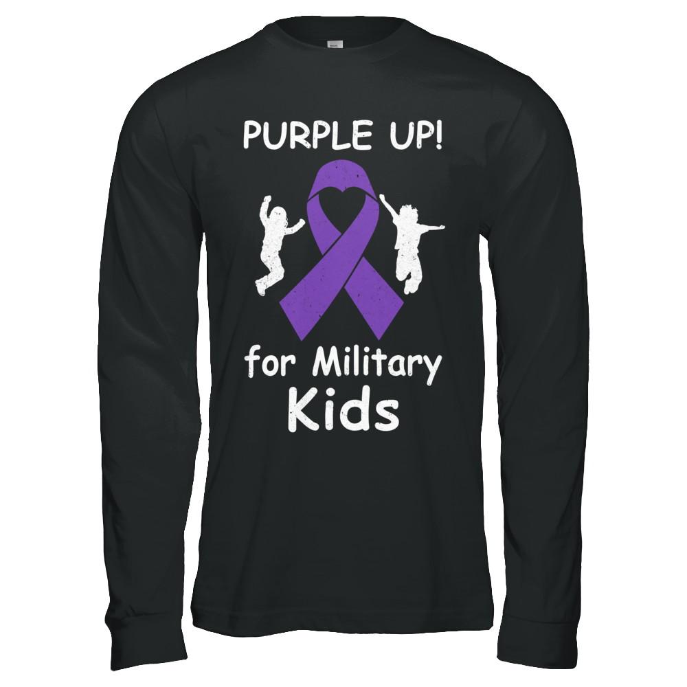 Purple Up For Month Of The Military Kids-T-Shirt & Hoodie-Long Sleeve T-Shirt-Black