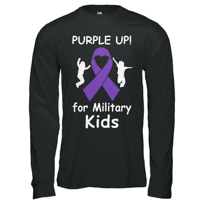 Purple Up For Month Of The Military Kids-T-Shirt & Hoodie-Long Sleeve T-Shirt-Black