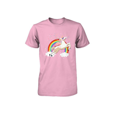 Flamingo Pink Bird Riding Unicorn Youth-Youth Shirt-Toddler T-Shirt-Pink