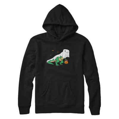 Halloween T Rex Dinosaur Ghost Trick Or Treat-T-Shirt & Hoodie-Pullover Hoodie-Black