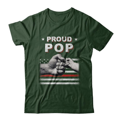 Proud Pop Fireman Firefighter Thin Red Line Flag Fathers Day-T-Shirt & Hoodie-Classic T-Shirt-Forest Green