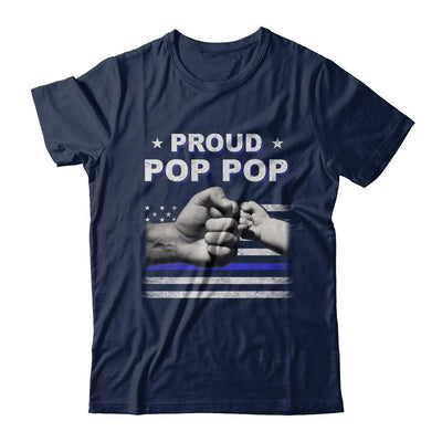 Proud Pop Pop Police Thin Blue Line Flag Fathers Day-T-Shirt & Hoodie-Classic T-Shirt-Navy