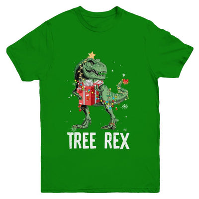 Christmas Tree For Kids Boys T Rex Dinosaur Xmas Gifts Youth-Youth Shirt-Youth T-Shirt-Irish Green
