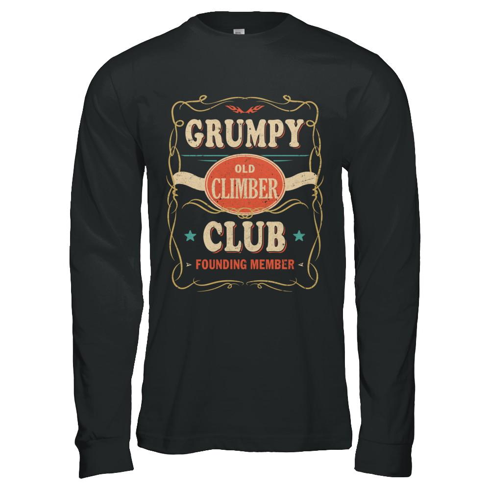 Papa Grumpy Old Climber Club Founding Member Climbing-T-Shirt & Hoodie-Long Sleeve T-Shirt-Black