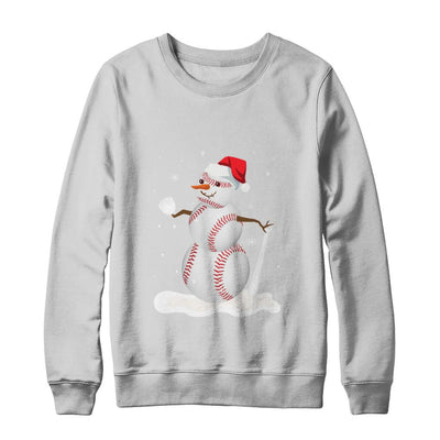 Christmas Baseball Snowman Christmas-T-Shirt & Sweatshirt-Crewneck Sweatshirt-White