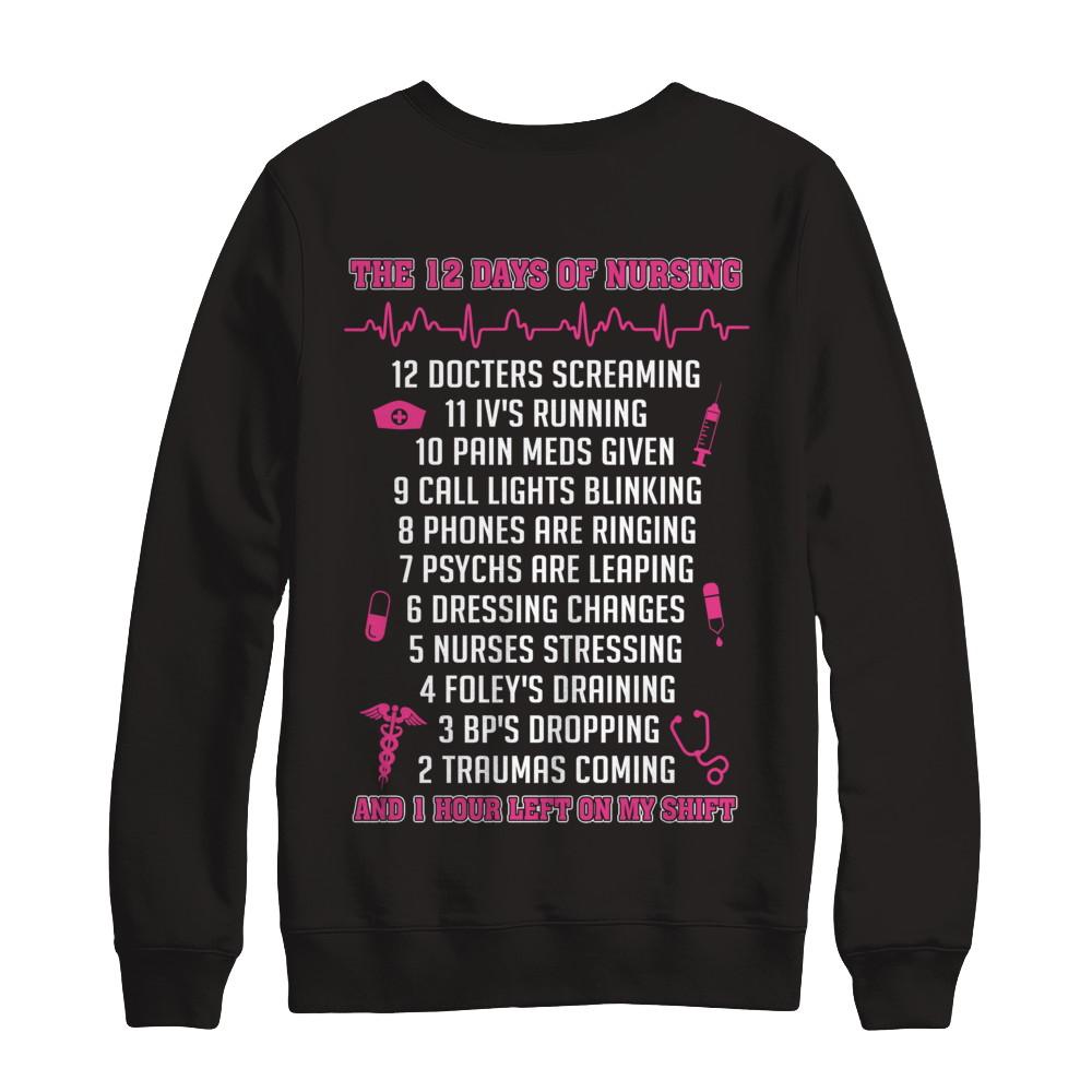 Nurse 12 Days Of Nursing Funny-T-Shirt & Sweatshirt-Crewneck Sweatshirt-Black