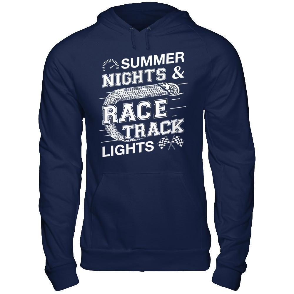 Summer Nights Race Track Lights-T-Shirt & Hoodie-Pullover Hoodie-Navy