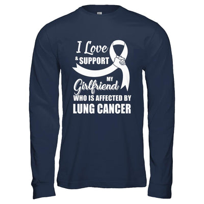 Lung Cancer Awareness Support White Girlfriend Boyfriend-T-Shirt & Hoodie-Long Sleeve T-Shirt-Navy