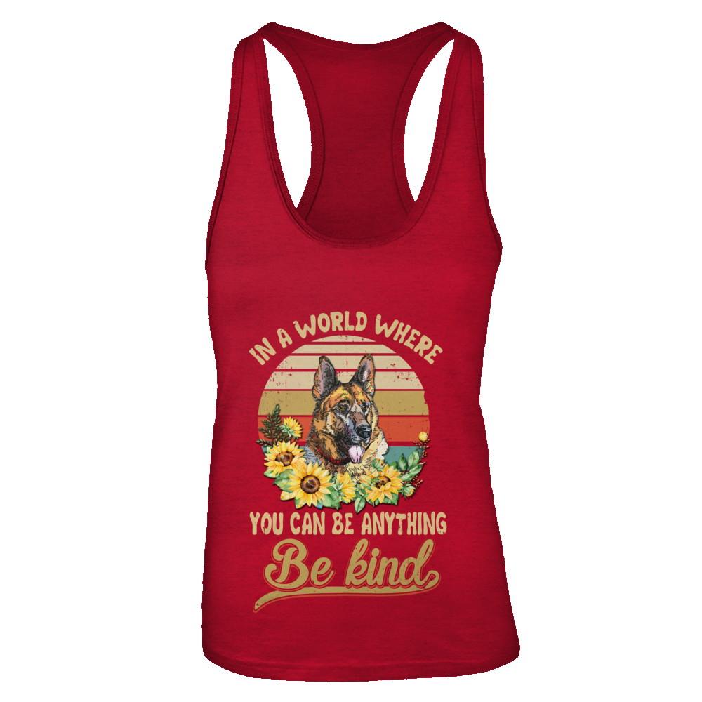 In A World Where You Can Be Anything Be Kind German Shepherd Sunflow-T-Shirt & Tank Top-Women's Ideal Racerback Tank-Red