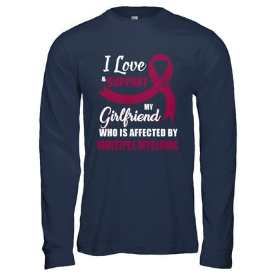 Multiple Myeloma Awareness Support Burgundy Girlfriend Boyfriend-T-Shirt & Hoodie-Long Sleeve T-Shirt-Navy