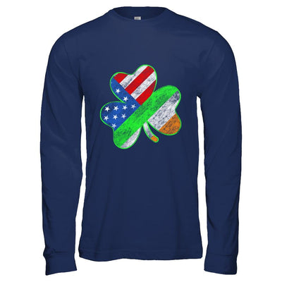 Vintage AMERICAN FLAG Ireland St Patricks Day-T-Shirt & Hoodie-Long Sleeve T-Shirt-Navy