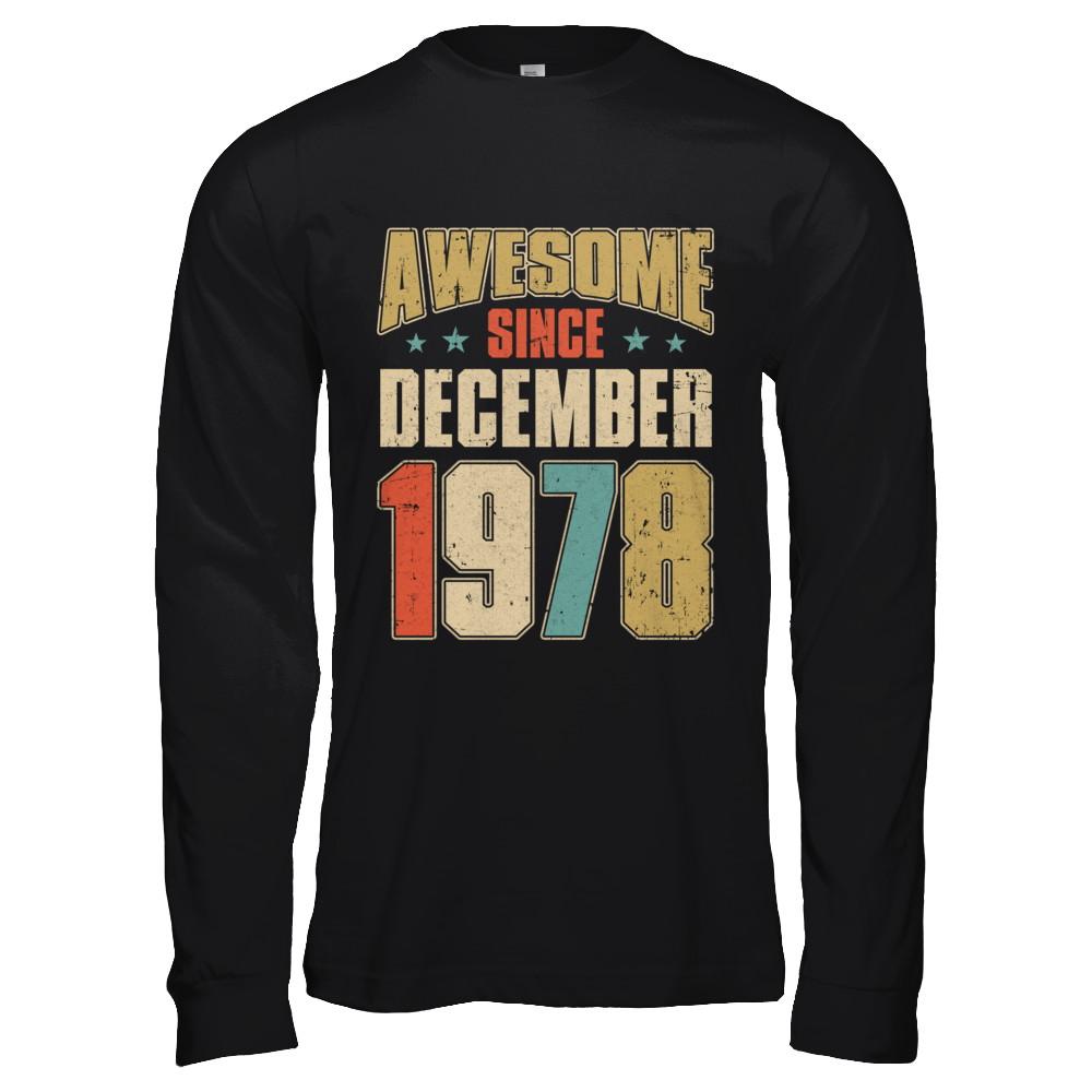 Vintage Retro Awesome Since December 1978 43th Birthday-T-Shirt & Hoodie-Long Sleeve T-Shirt-Black