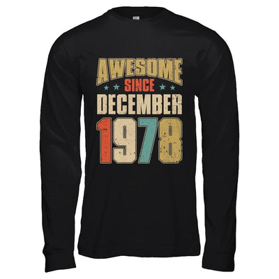 Vintage Retro Awesome Since December 1978 43th Birthday-T-Shirt & Hoodie-Long Sleeve T-Shirt-Black