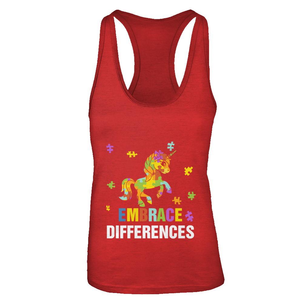 Autism Awareness Puzzle Piece Unicorn Embrace Differences-T-Shirt & Tank Top-