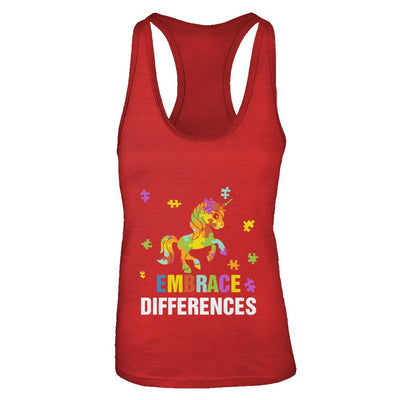 Autism Awareness Puzzle Piece Unicorn Embrace Differences-T-Shirt & Tank Top-