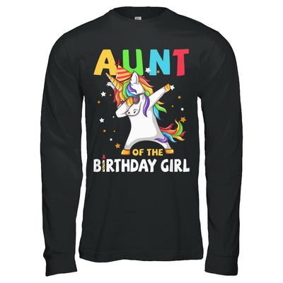 AUNT Of The Birthday Girl Dabbing Unicorn Party-T-Shirt & Hoodie-Long Sleeve T-Shirt-Black