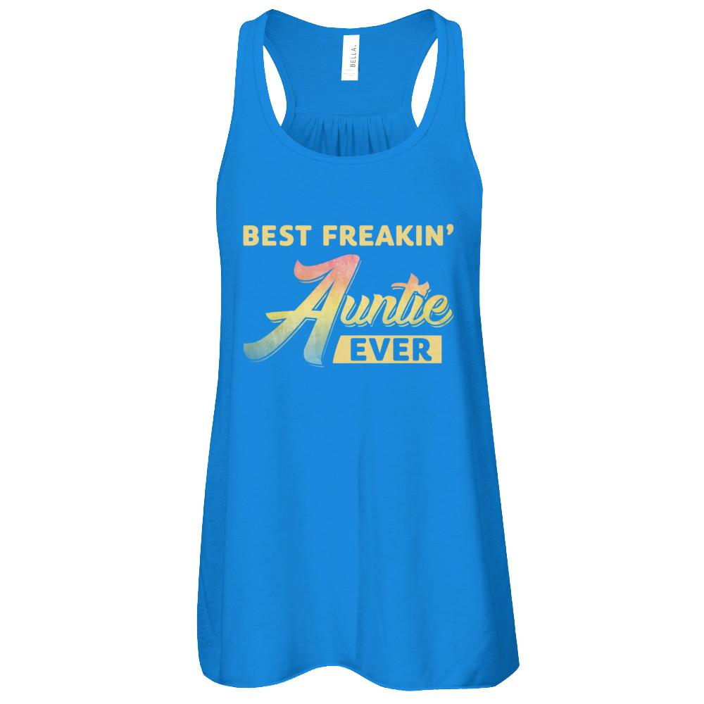 Best Freakin' Auntie Ever-T-Shirt & Tank Top-Women's Flowy Racerback Tank-True Royal