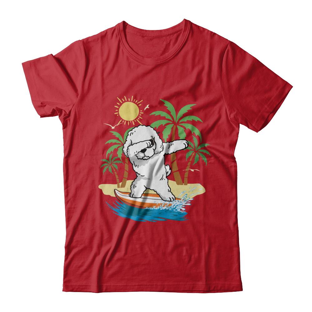 Summer Vacation Dabbing Poodle Surfing Surfboard Gift-T-Shirt & Hoodie-Classic T-Shirt-Red