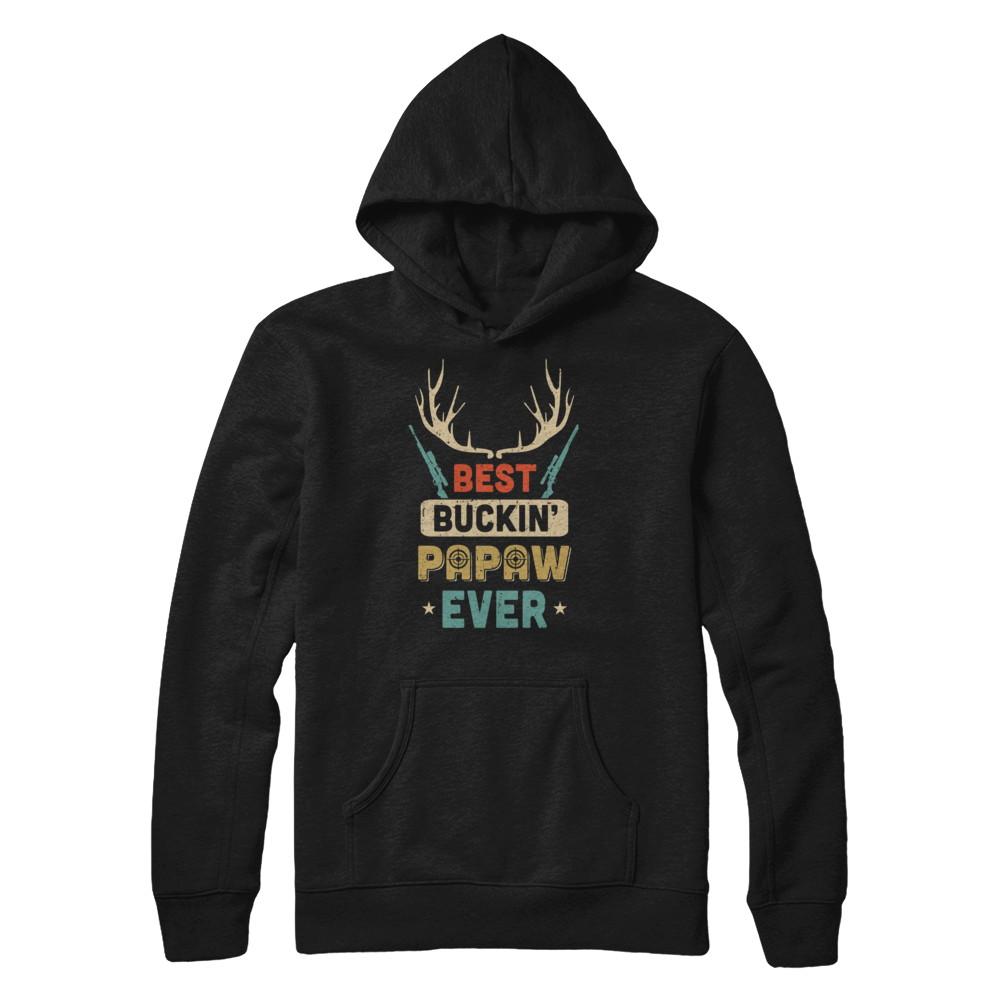 Vintage Best Buckin' PaPaw Ever Deer Hunting-T-Shirt & Hoodie-Pullover Hoodie-Black