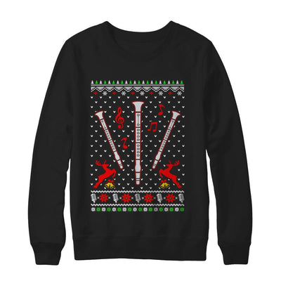 Santa Clarinet Ugly Christmas Sweater Gifts-T-Shirt & Sweatshirt-Crewneck Sweatshirt-Black