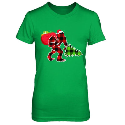 Red Plaid Bigfoot Christmas Buffalo Plaid-T-Shirt & Sweatshirt-Women's T-Shirt-Irish Green