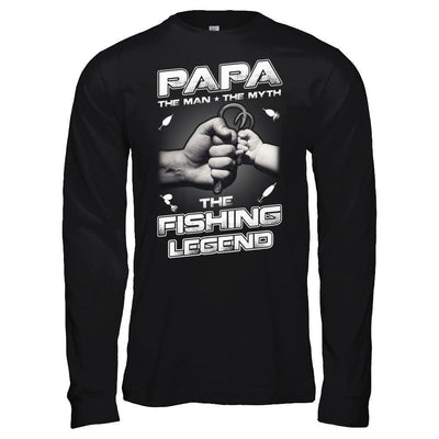 Papa The Man The Myth The Fishing Legend-T-Shirt & Hoodie-Long Sleeve T-Shirt-Black