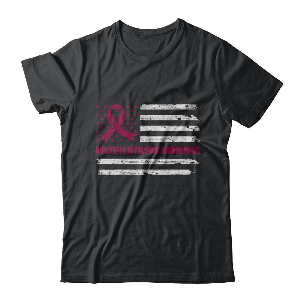 Burgundy Ribbon Multiple Myeloma Awareness US Flag