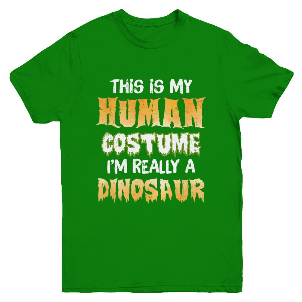 This Is My Human Costume Dinosaur T-Rex Halloween Youth-Youth Shirt-Youth T-Shirt-Irish Green