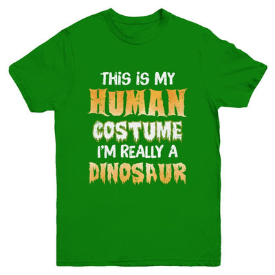 This Is My Human Costume Dinosaur T-Rex Halloween Youth-Youth Shirt-Youth T-Shirt-Irish Green