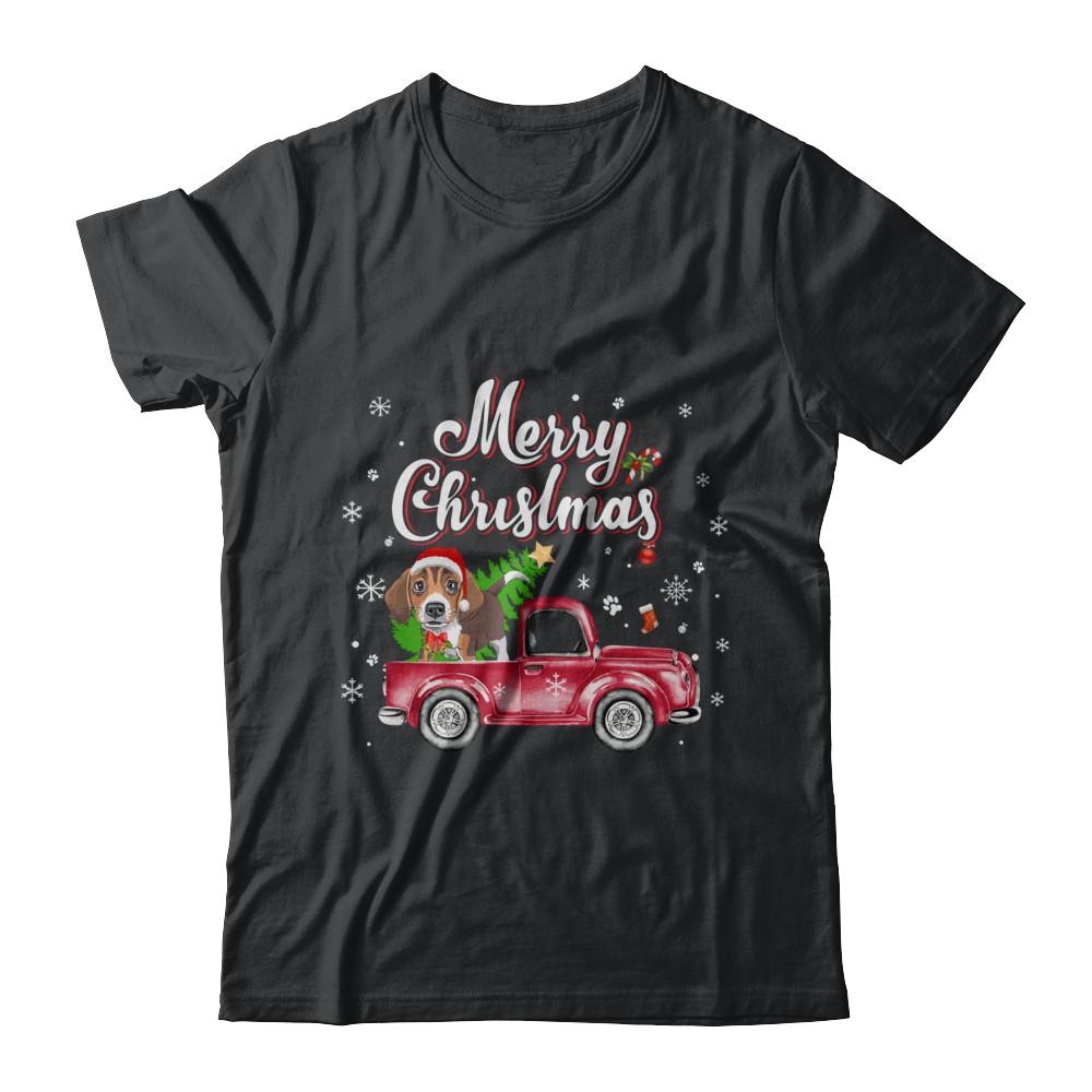 Beagle Rides Red Truck Christmas Pajama