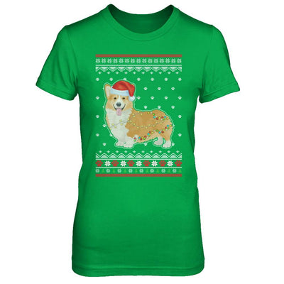 Corgi Christmas Ugly Sweater Lights Dog Xmas Gift-T-Shirt & Sweatshirt-Women's T-Shirt-Irish Green