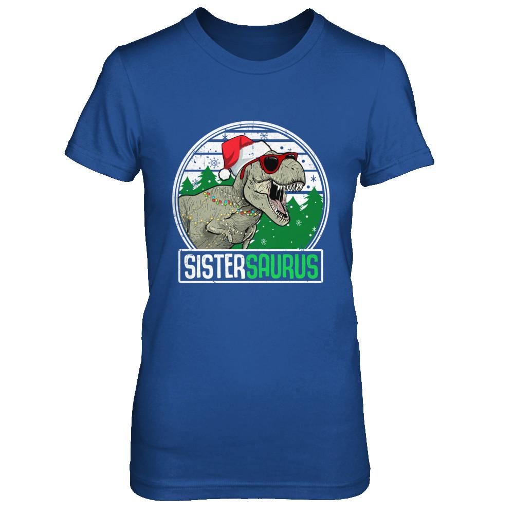 Sistersaurus Sister Dinosaur T-Rex Family Christmas-T-Shirt & Sweatshirt-Women's T-Shirt-Royal
